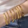 18k Gold-Plated Stainless Steel Women's Bracelet Set with Zirconium and Roman Numerals