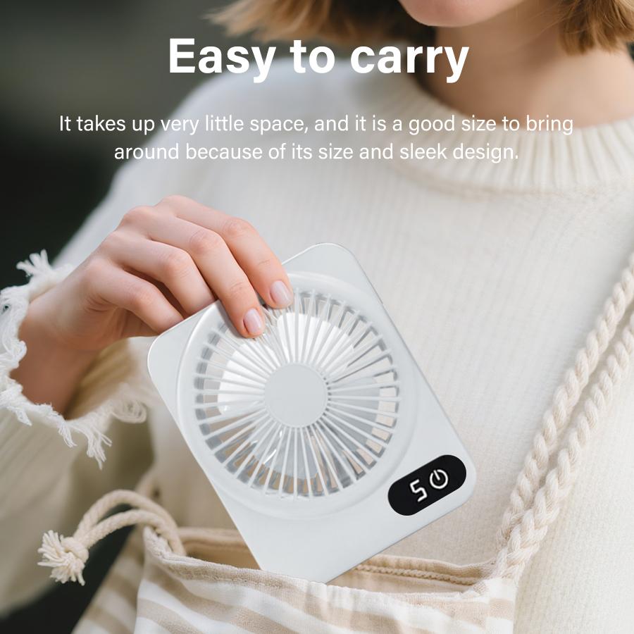 2-in-1 USB Rechargeable Fan with Phone Holder Personal Fan Five Speed Settings Portable Suitable For Office Dormitory Table Use