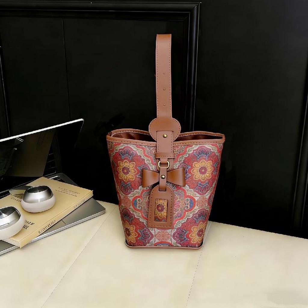 Song Brocade DIY Embroidery Kit: Chinese-Style Handmade Bucket Tote & Crossbody Bag.
