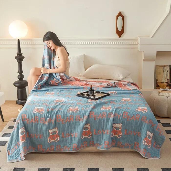 New Class a Cotton Is Not Easy to Shrink 6 Layers Gauze Blanket Towel Blanket Summer Blanket