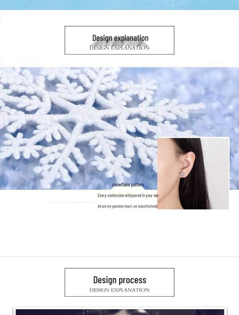 Sterling Silver Snowflake Stud Earrings with Marquise Cut Diamonds – Elegant Women's Christmas Fashion