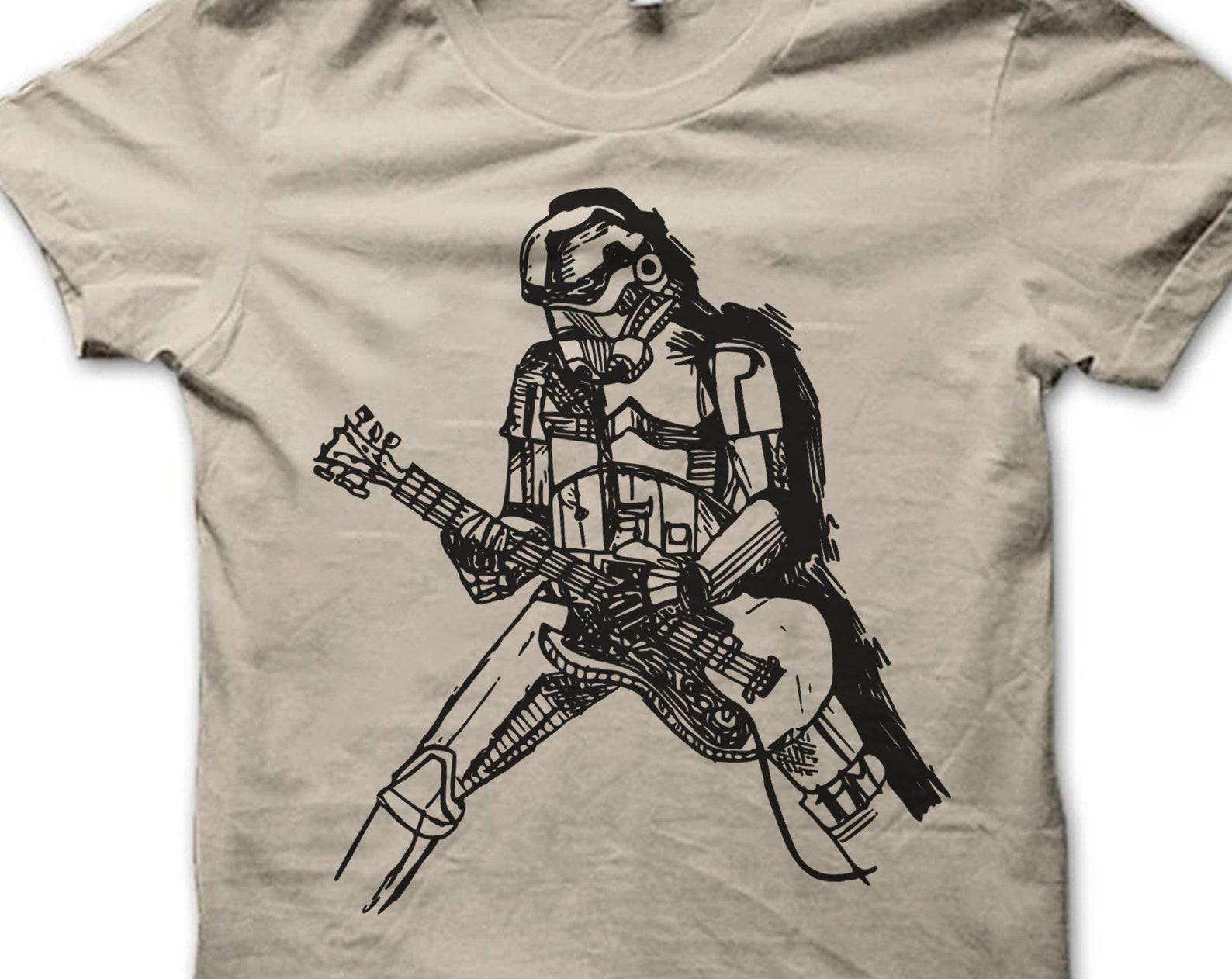 Star Wars Stormtrooper Guitar T-Shirt, Stormtrooper Band Shirt, Darth Vader starwars Funny parody t-shirt, Storm Trooper Music outfit tee 3XL