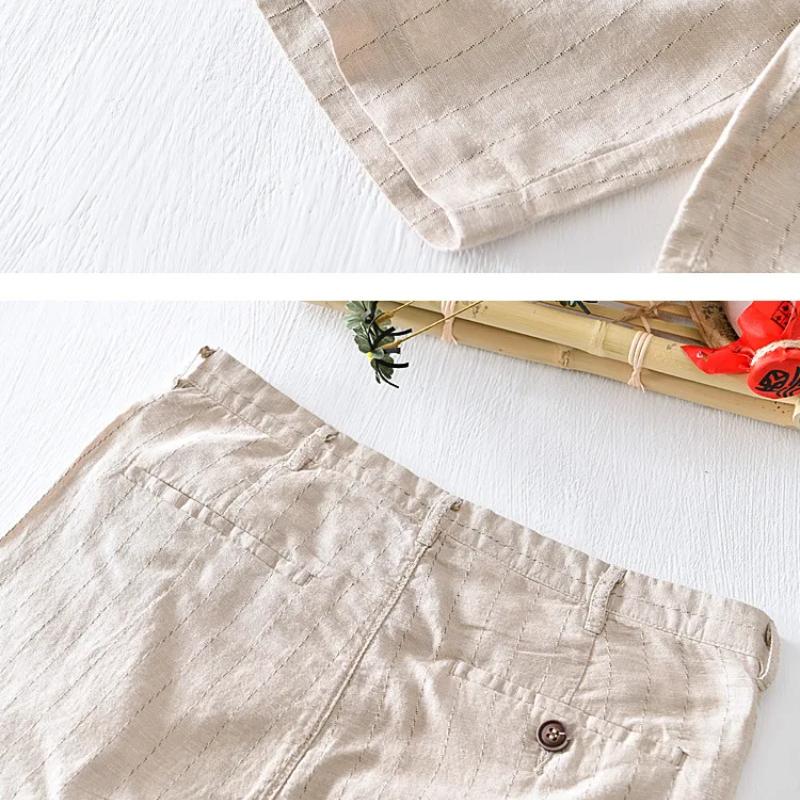 Summer Fashion Striped Men's Shorts Breathable Beach Baggy Short Pants Harajuku Style Daily Casual 55linen45cotton Shorts Youth