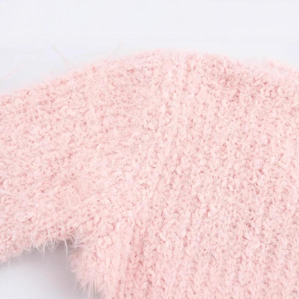 2024 Winter Women's Rhinestone V-Neck Fuzzy Knit Pullover Sweater