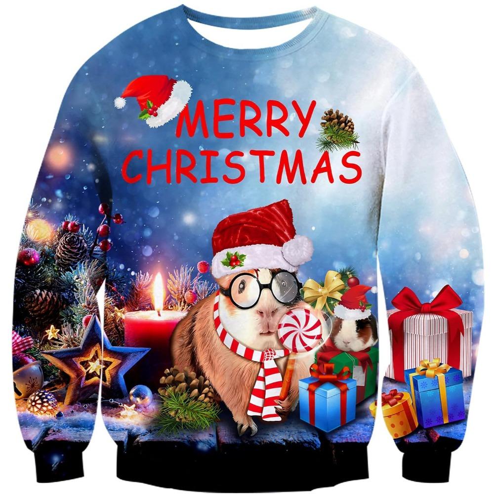 Autumn 3D Christmas Animals Printed Sweatshirts Fashionable Casual Sports Long Sleeved Men's and Women's Unisex Sweatshirts