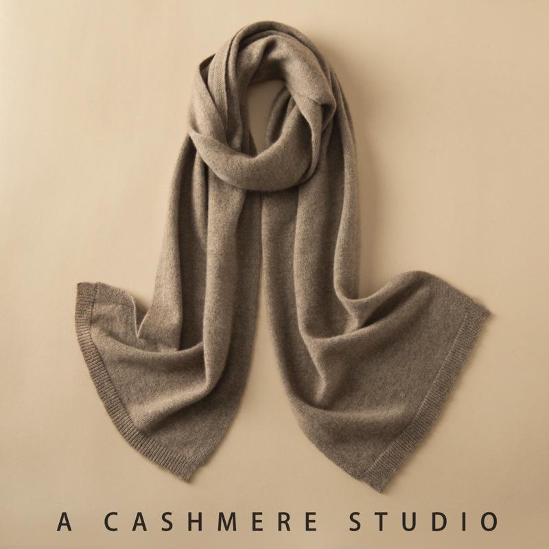 Women's 100% Pure Cashmere Scarf - Autumn/Winter Solid Color, Fashionable & Versatile Knit Shawl