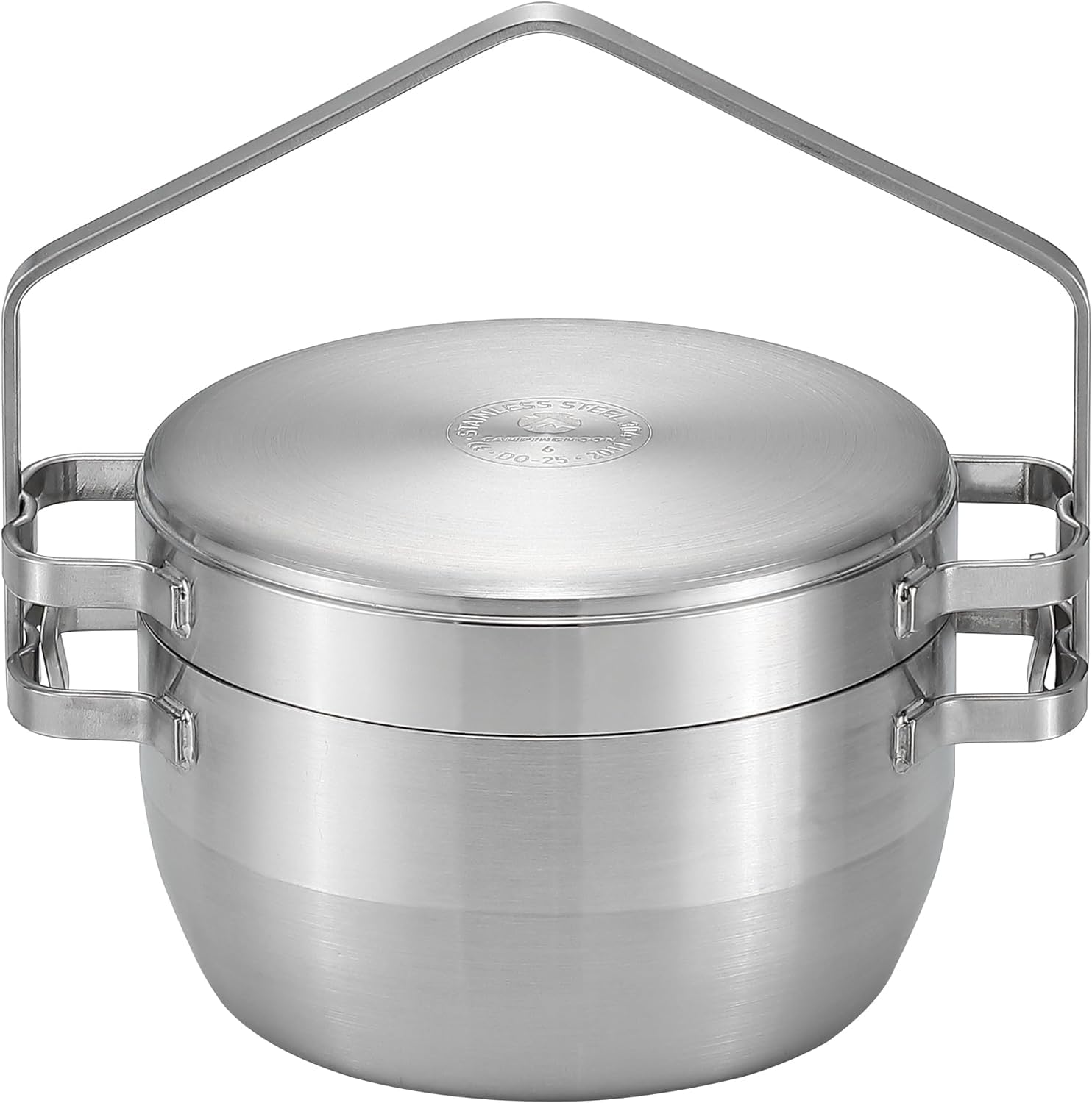

CAMPING MOON Polished Outdoor Stainless Steel Dutch Oven, 6-inch, Solo Camping, DO-25