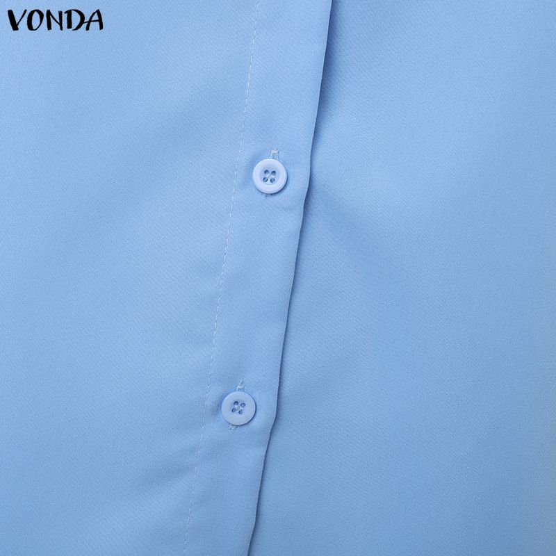 VONDA Übergroße Damen Casual Umlegekragen Langarm Einfarbig Locker Blusenhemden