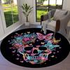 1pc Office Carpet Chair Mats Neon Skull with Flowers and Butterflies Perfect for Decorating Office Chairss, Or Bedrooms.YDT431
