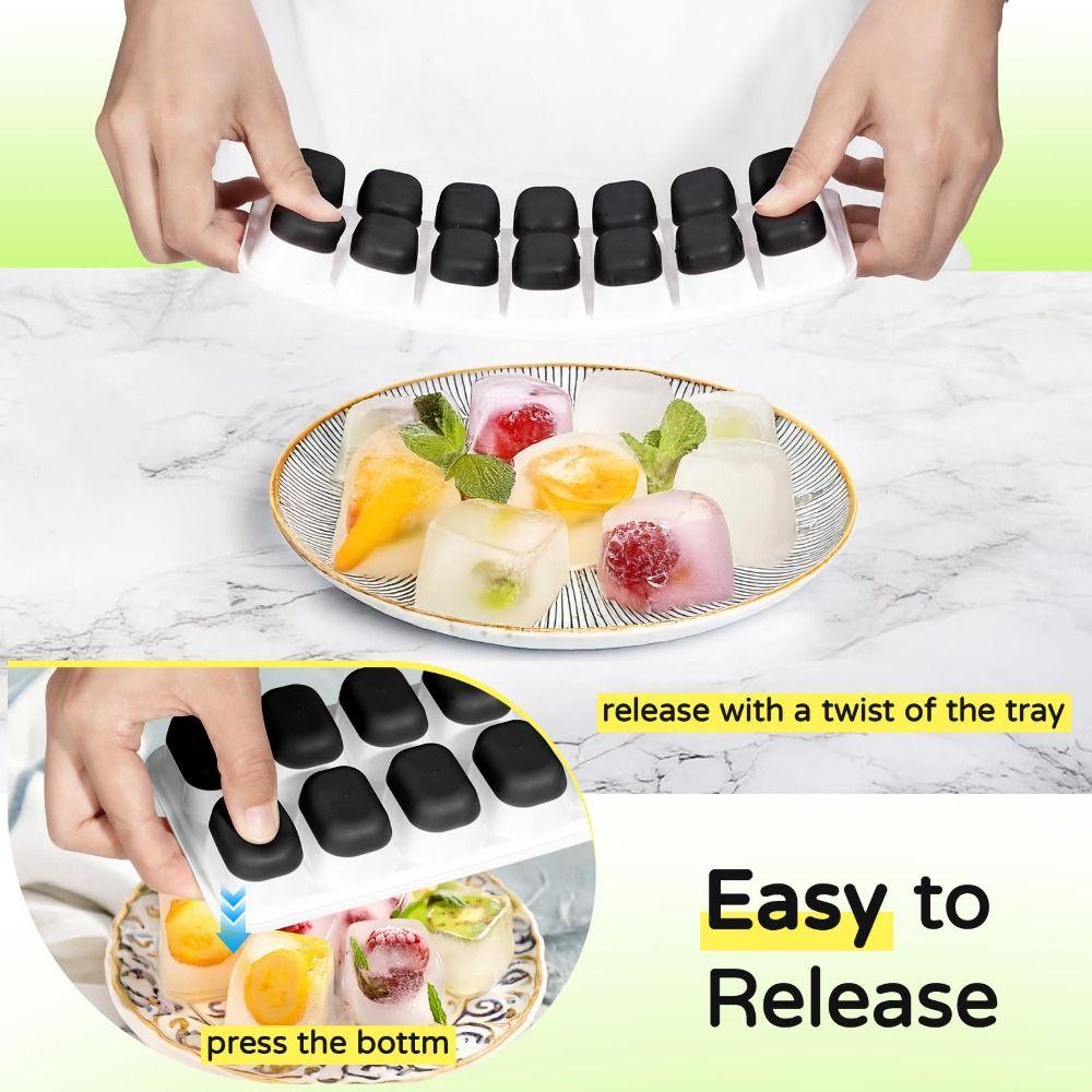 5PCS with Lid Ice Cube Tray Reusable Ice Maker Molds Durable Ice Cube Mold  Coffee