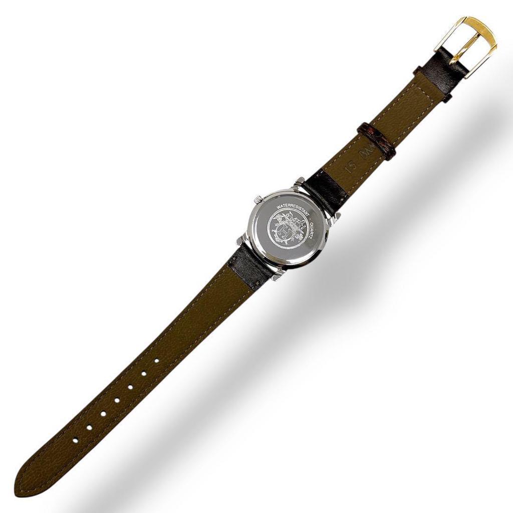Used HERMES Serie Combi Gold Dial Leather Belt Leather Ladies Quartz QZ Watch Brand Good Condition Working