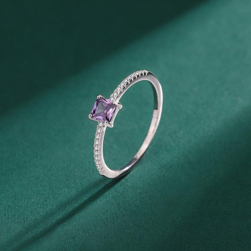 12 Birthstone 925 Sterling Silver Women's Zircon Ring - Elegant Red Book Style Jewelry, Perfect Birthday Gift