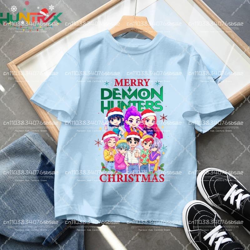 2025 Movie KPop Demon Hunters Christmas T-shirt Summer Short Sleeve Tee for Casual Loose Girl Boy Graphic Printed Tops Gift