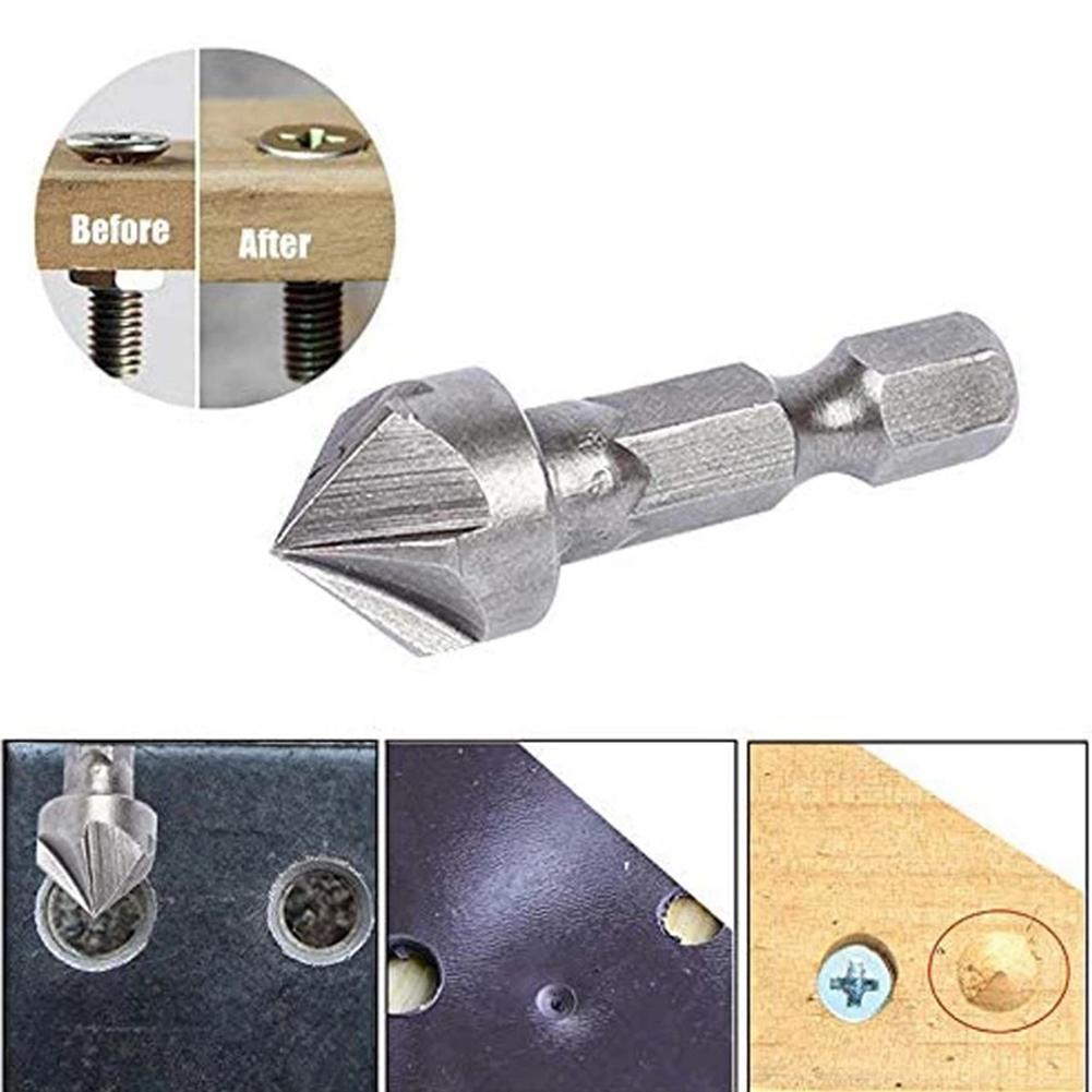 Drill Bit Six Flute Chamfer Bit Hex Countersink Woodworking