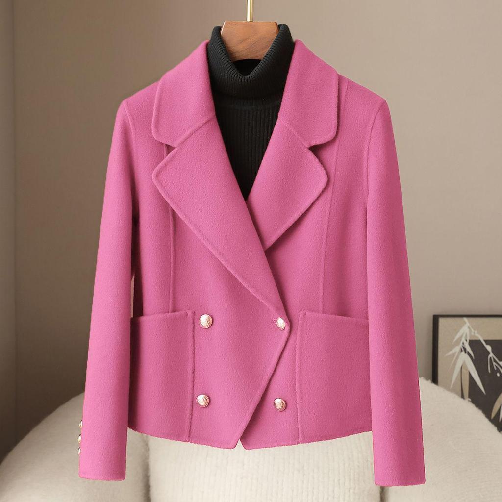 Petite Spring 2026 Lapel Double-Faced Wool Coat in New Style for Women