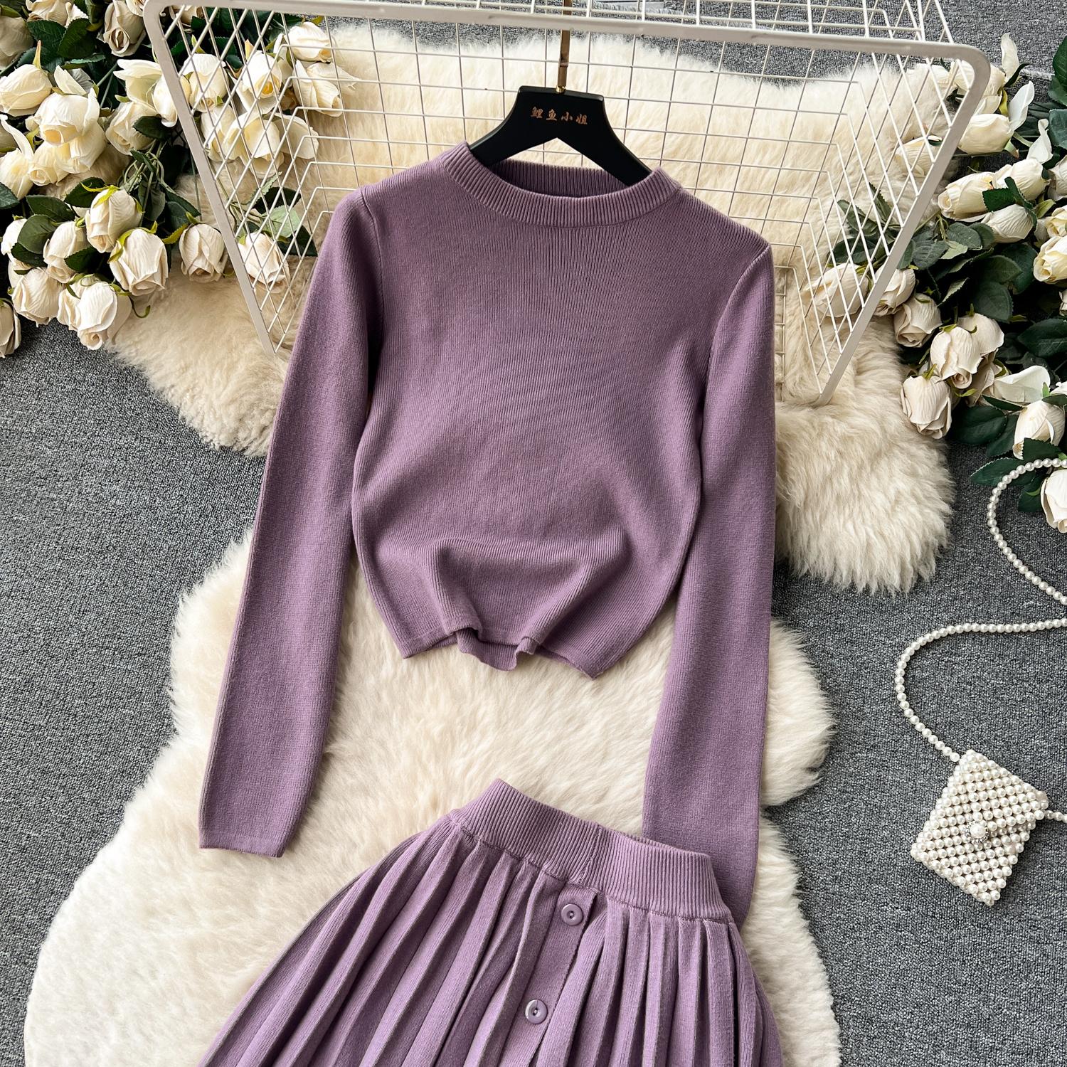 Высококачественный вязаный модный комплект в ленивом стиле — фото 18