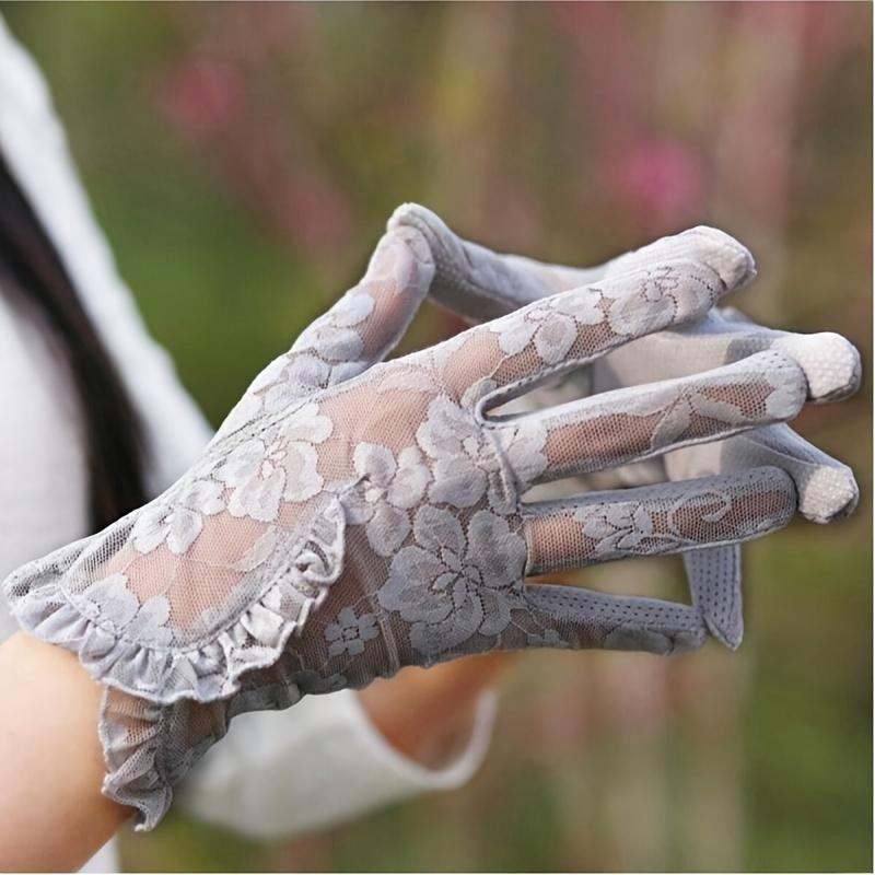 Elegante Spitzenhandschuhe - Dünne Spitzen-Sonnenschutz-Touchscreen-Atmungsaktive Kurze Fahrhandschuhe für Damen