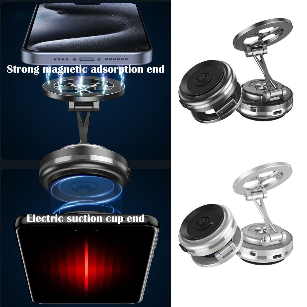 Vacuum Suction Two-way Magnetic Bracket Electric Suction Cup 360 Degree Rotating Mobile Phone Holder Stable Portable Car Bracket