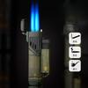 New Four Nozzle Visual Air Chamber Straight Forward Windproof and Waterproof Lighter Cigar Moxibustion Lighting Accessories