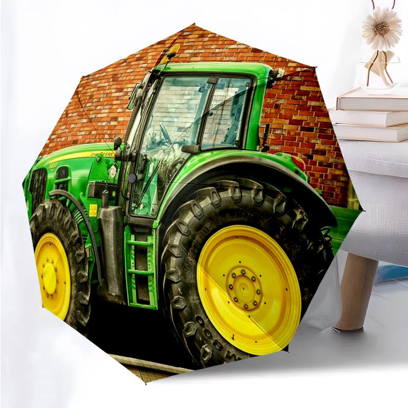 Traktor Auto Thema Faltbarer Regenschirm Mode Automatik 8 Eisenrippen Kunststoffgriff Faltbarer Sonnenschirm Perfekte Weihnachtsgeschenke