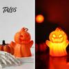 Halloween Craft Activity Supplies Pumpkin Lantern, Spooky Lighted Skeleton Statue, Resin Indoor Outdoor Festival Decor for Porch Table Window