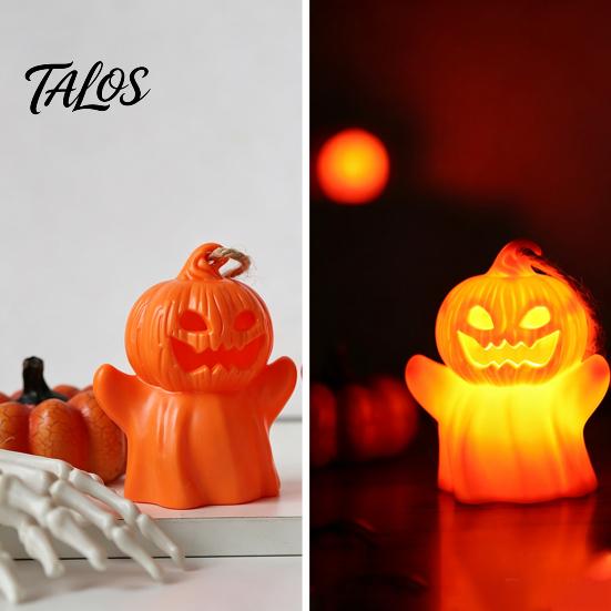 Halloween Craft Activity Supplies Pumpkin Lantern, Spooky Lighted Skeleton Statue, Resin Indoor Outdoor Festival Decor for Porch Table Window