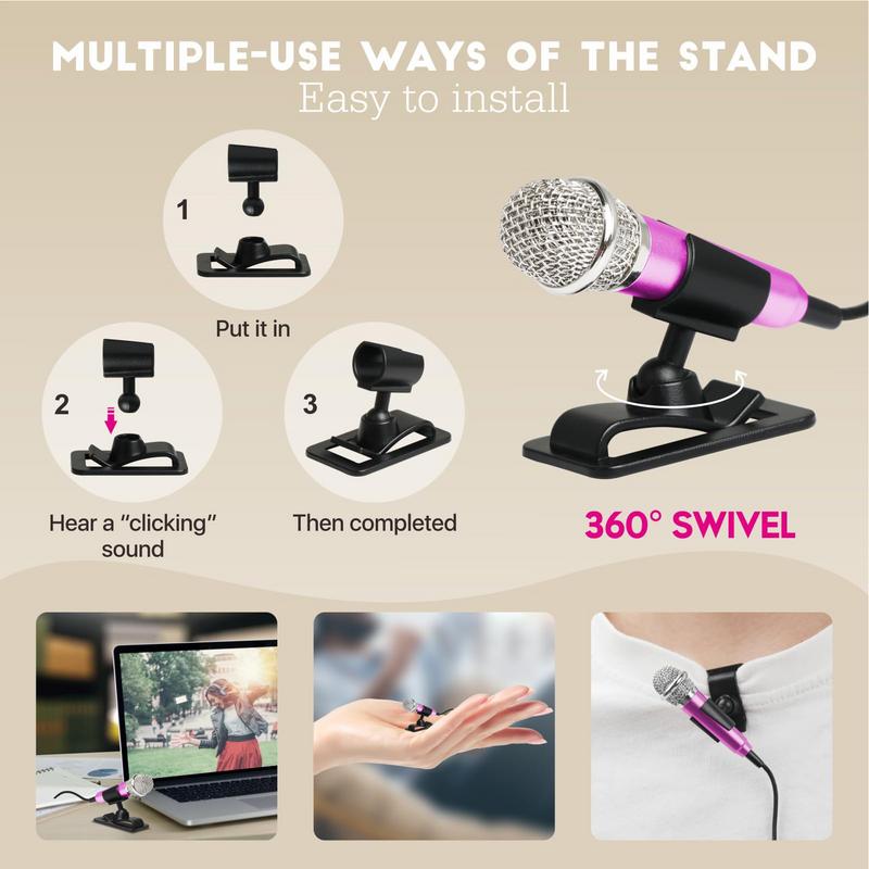 Mini Portable 3.5mm Stereo Studio Mic KTV Karaoke Mini Microphone for Smart Phone Laptop PC Desktop Handheld Audio Microphone