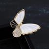 Elegant Gold-Plated Seashell Butterfly Brooch with Zircon for Women - Anti-exposure High-end Corsage Pin