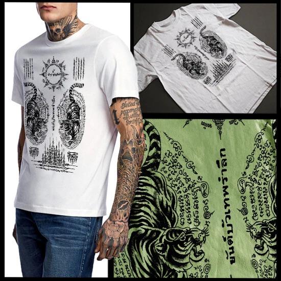 Muay Thai Tattoo T-Shirt Thailand Sak Yant Tiger Size Small to 3XL New, cotton S