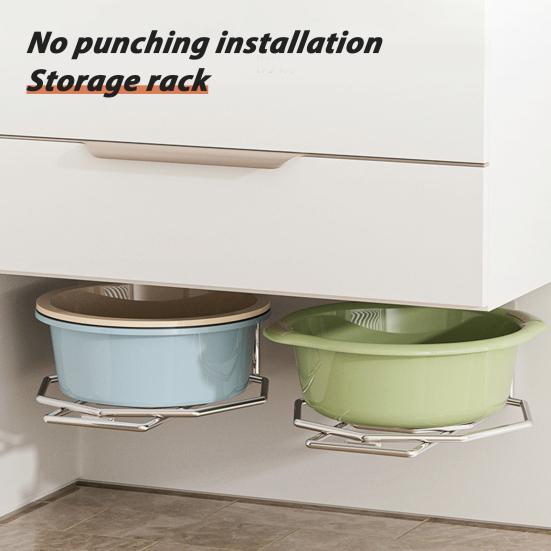 Wall Mount Washbasin Storage Rack Strong Load-bearing Rust-Proof Multifunctional Bathroom Storage Organizer