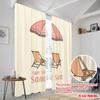 2pcs 2D flat printing Curtain Beach Umbrella Chairs Sun Salt Sand 100% Polyester Without Electricity Festive Wall Decor Perfect