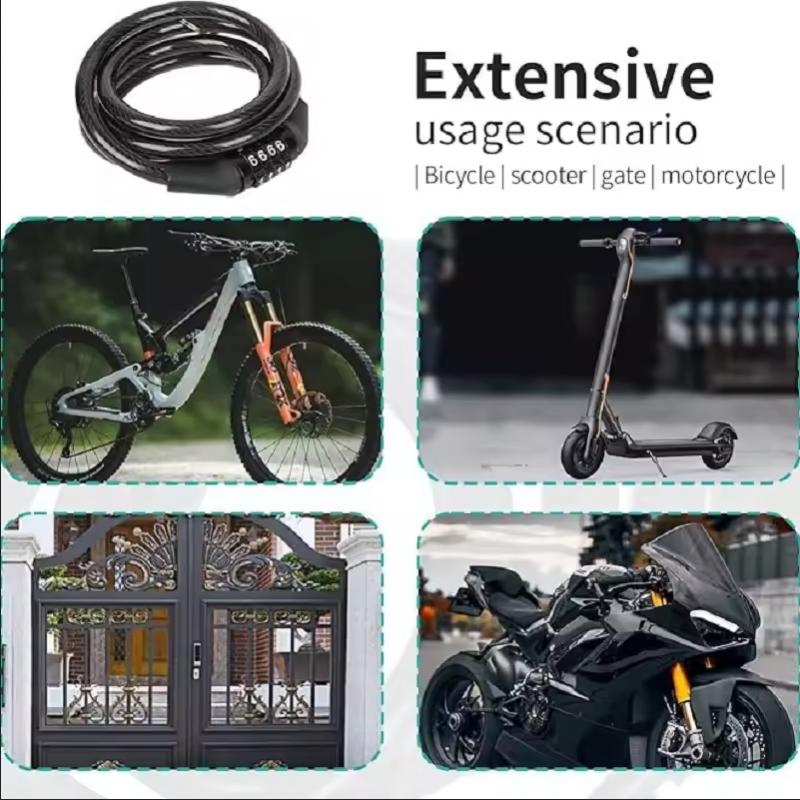 Serrure à code à 4 chiffres, Antivol pour vélo, Câble ultra résistant de 1 mètre, Convient pour VTT, Vélos de route