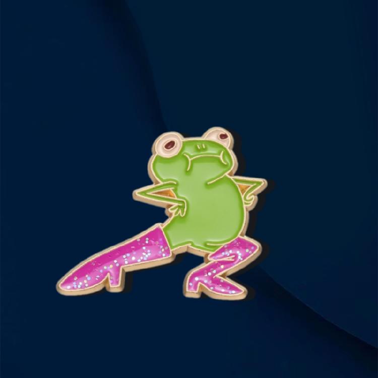 Pink Glitter Boots Frogs Pins Decorations Pink Glitter High Heel Frogs Brooch Pin Charm for Backpacks and Hats Decors