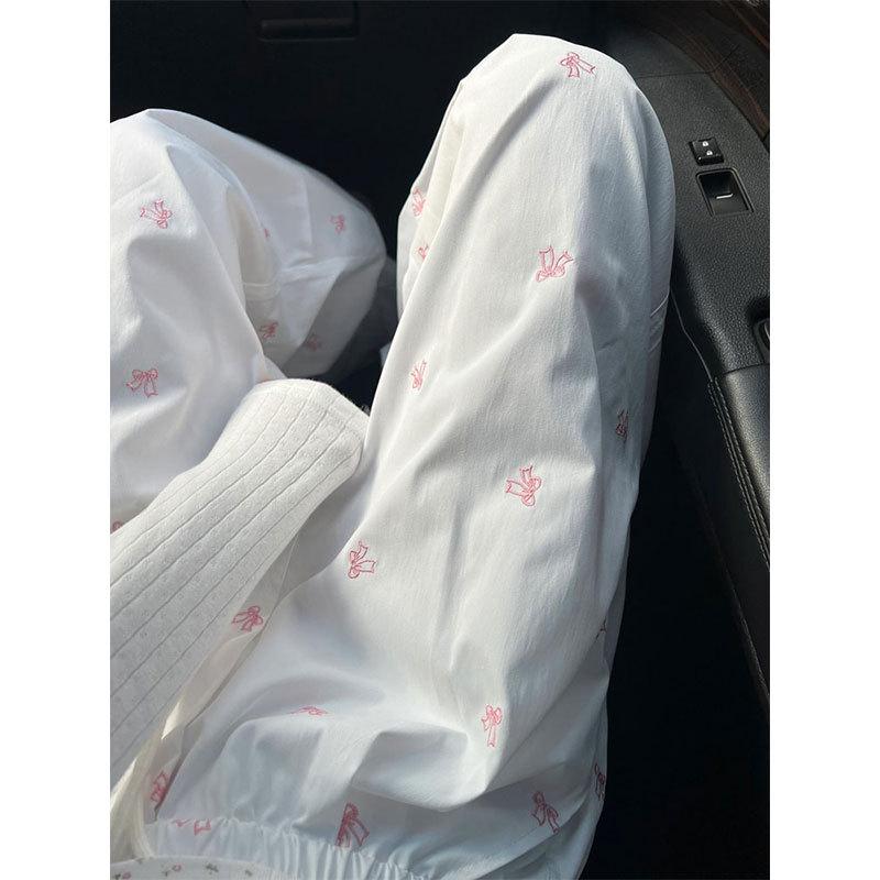 

Women s Summer 2025 Korean Style White Cargo Parachute Pants - Loose Straight Leg, Wide-Leg Casual Design S (80-95 jin)