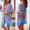 Striped Chiffon Beach Cover Up Print Bathing Suit Cover Up Swimwear For Women