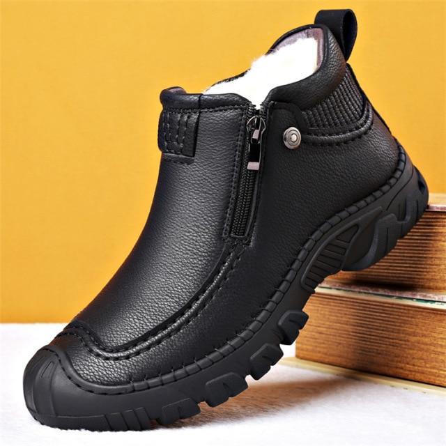 Hombres Botas de nieve de invierno Zapatillas de cuero impermeables Super  Warm Botas de hombre Al aire libre Botas de montaña masculinas Zapatos de  trabajo chaussure homme comprar a buen precio —