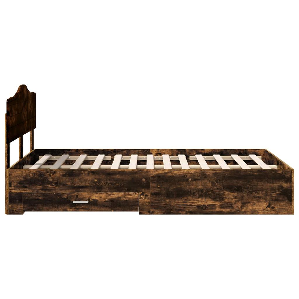 Smoked Oak Bed Frame 120 x 190 cm Particleboard