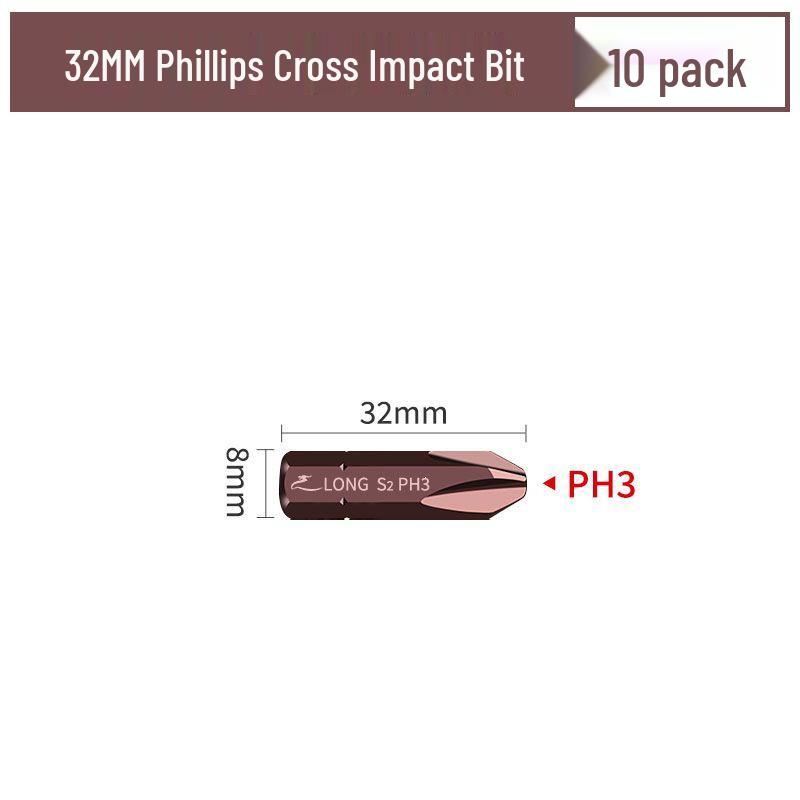 Phillips Flat-head Hex Impact Bit Set - S2 Alloy Steel
