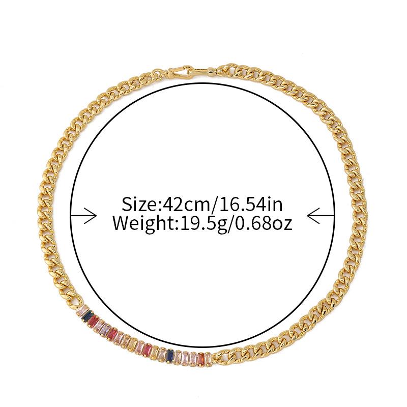 GEMCHIC Women s Colorful Zircon Gold Chain Necklace Fashion Geometric Pendant Statement Jewelry