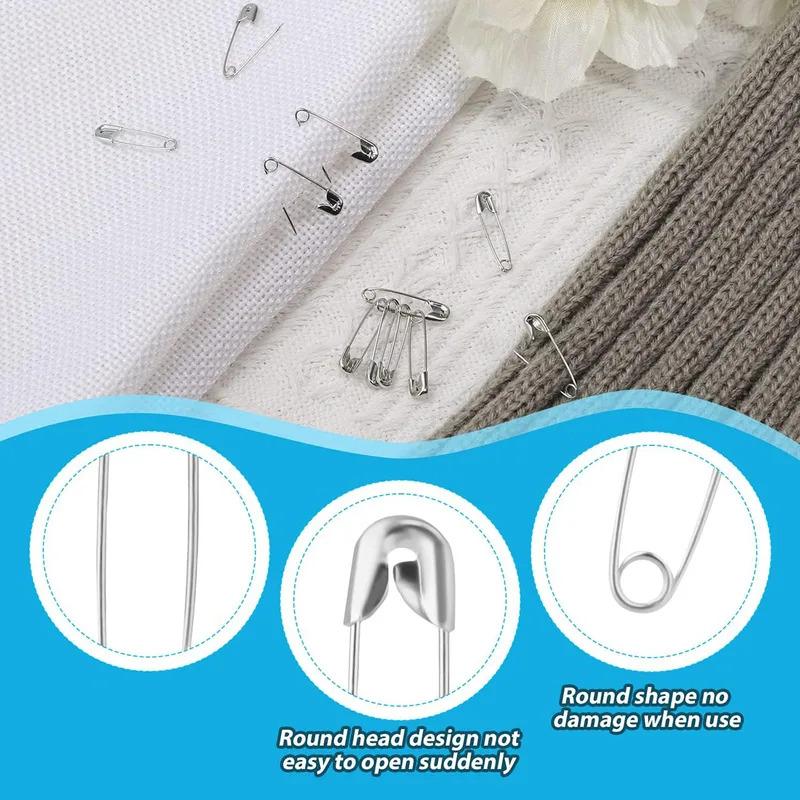 220Pcs safety pin, different sizes to meet a variety of needs, silver safety pin, sharp clothes safety pin, sewing kit