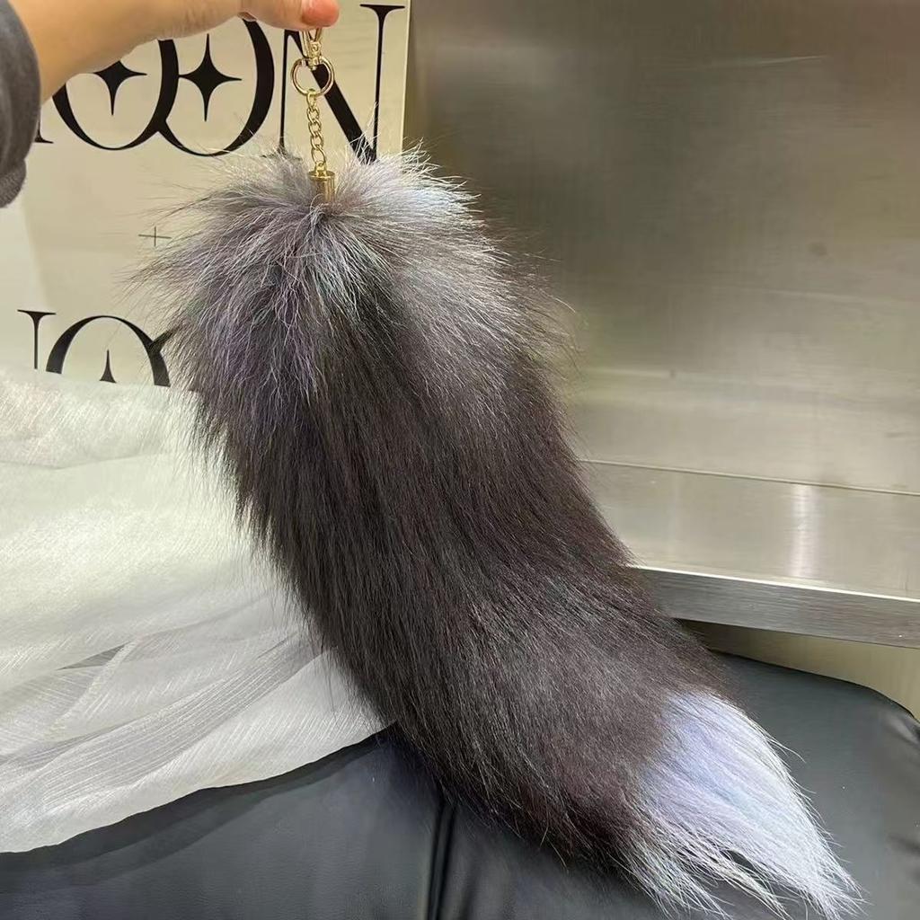 Internet Celebrity Oversized Fox Tail Keychain and Tagging