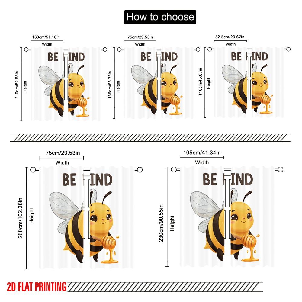 2pcs 2D Flat Printing Drapes Cute Bee Honey Pot Polyester Without Electricity Holiday Decorations for Holiday Celebrations