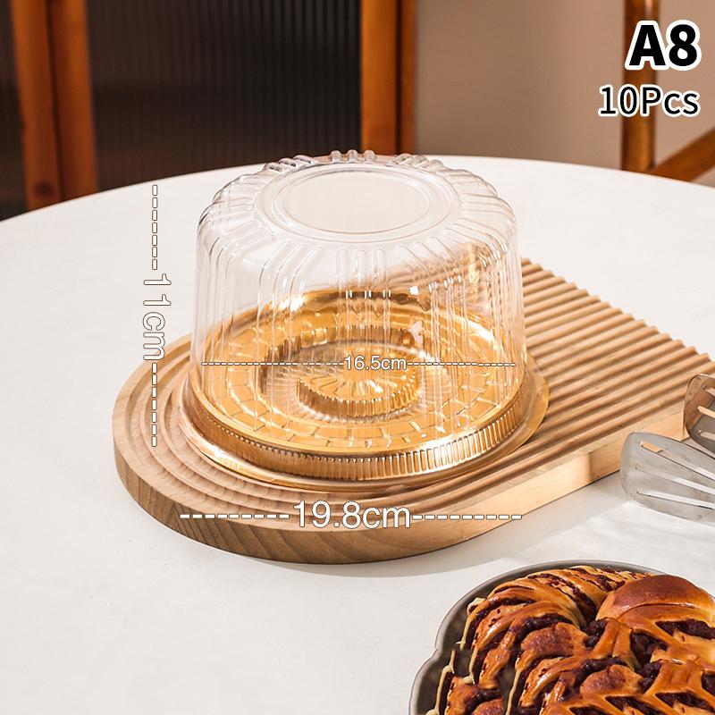 10Pcs Transparent Cake Box Set 4 6 8 10 Inch Reusable Round Birthday Wedding Bakery Container for Pastries and Sweets