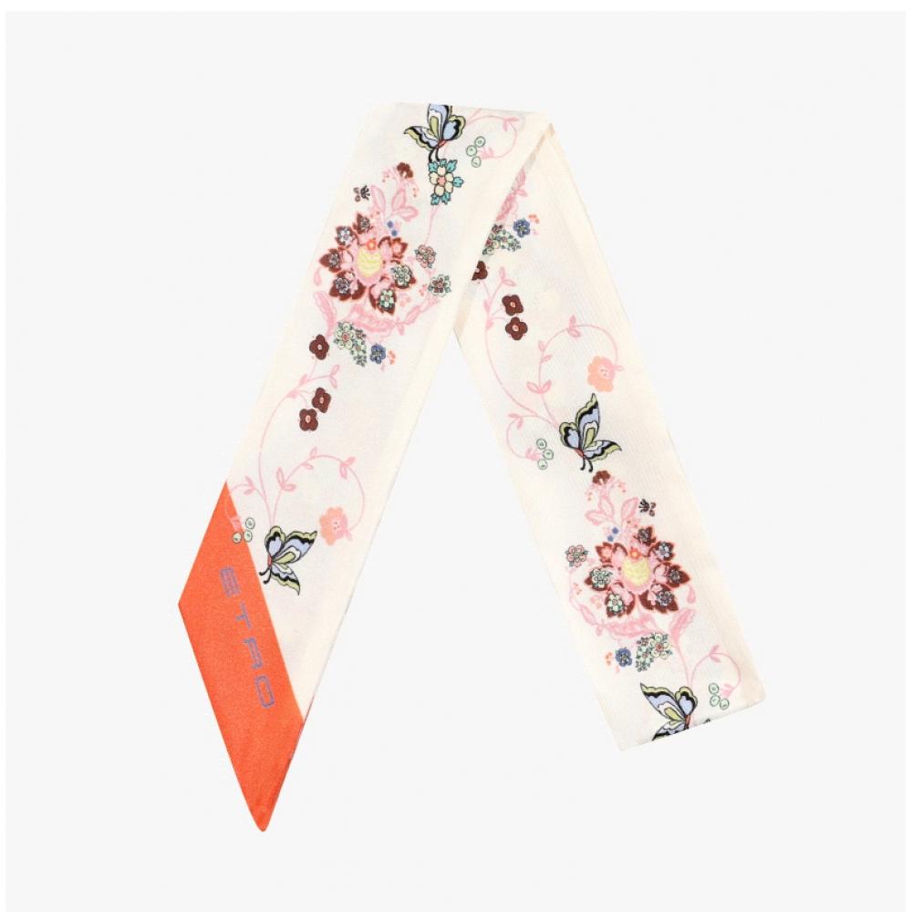 Etro Floral Paisley Skinny Twill Silk Scarf Wata0016ak678