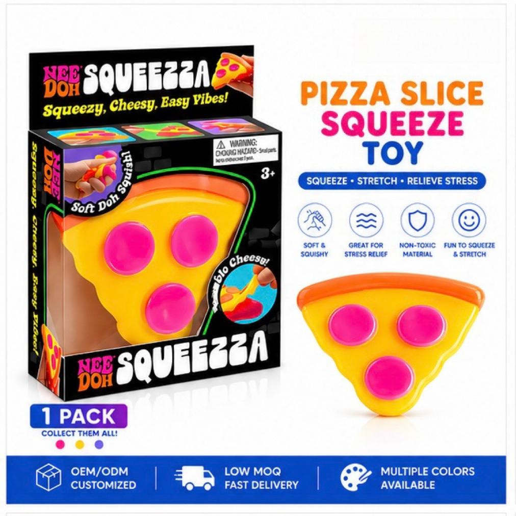 Bai Fen Bai Toys Yellow 1Pc Maltose Material Pizza Squishy With Box Soft Slow Rebound Squeeze Stress Relief Toy