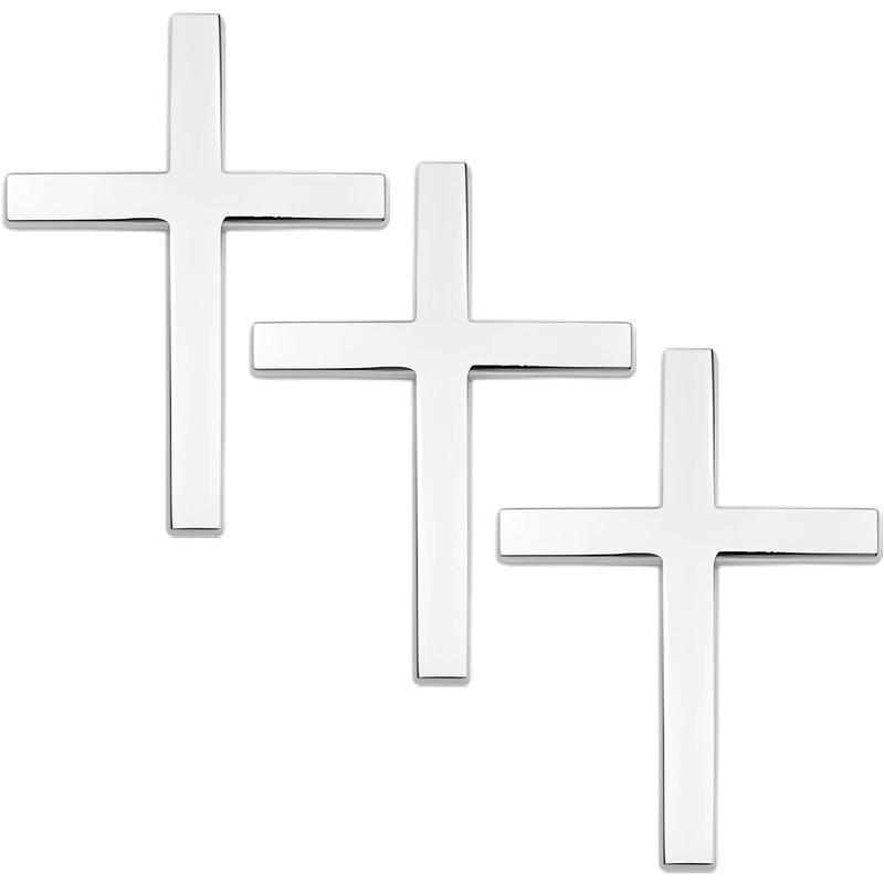 3D Metal Cross Car Emblem - European & American Design X 15392 серебряный