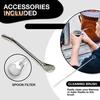 Yerba Mate Cup Set Double Wall Stainless Steel Gourd Shape Cup with Bombilla Teacup Cleaning Brush Antioxidant Rich Energy Boost Tea Kit