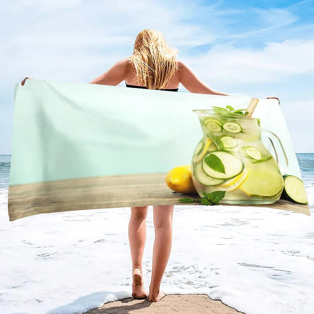 Lemon Sand Free Beach Towel Microfiber Beach Towels,Oversized Beach Camping Towel Quick Dry Towels for Swimming,Sport and Gym
