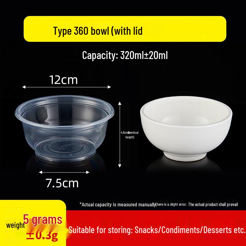 Changbaosen Disposable Round Plastic Bowls with Lids 12cm