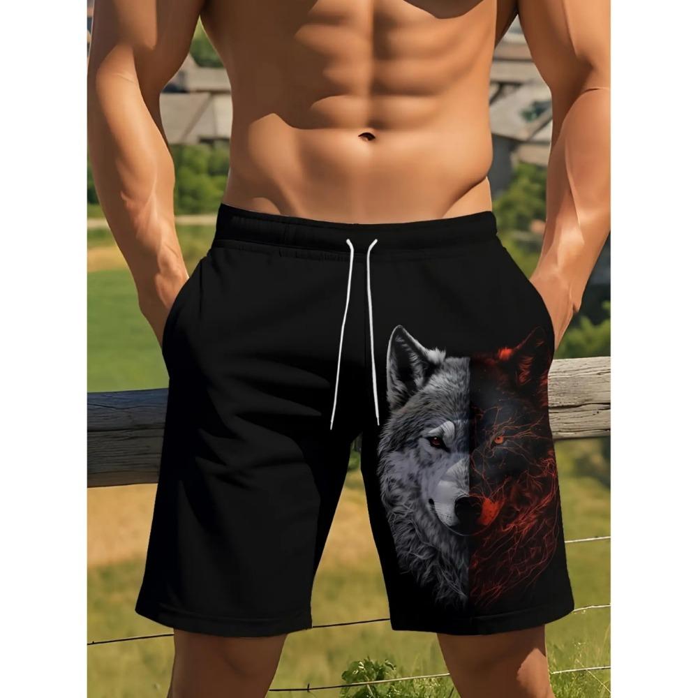 3D Cool Wolf Graphic Printed Shorts for Men Summer Casual Quick-Dry Sports Running Oversize Short Pants Outdoor Clothes for Man